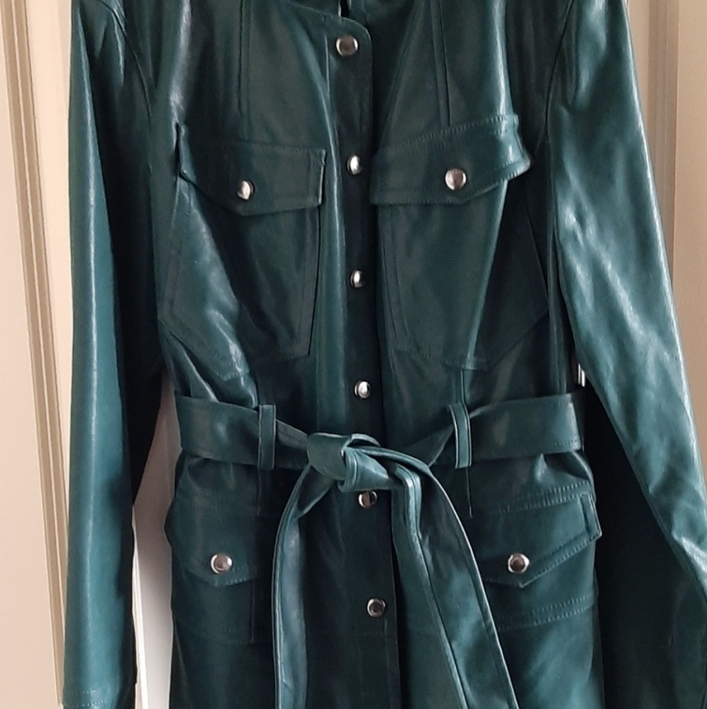 Faux Green Leather Jkt